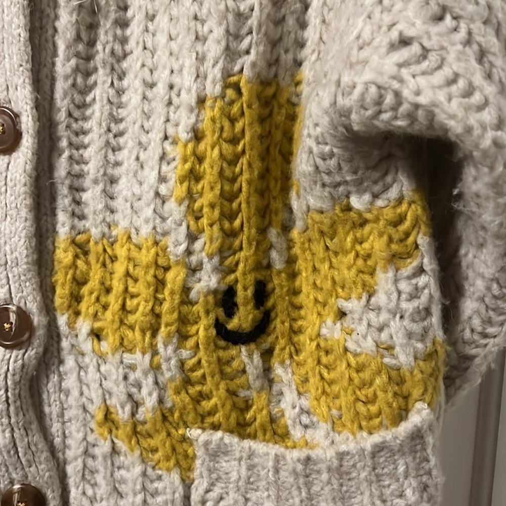 ANTHROPOLOGIE Pilcro Flower Cardigan Sweater Cheerful Smile Flower size xs - Picture 11 of 16